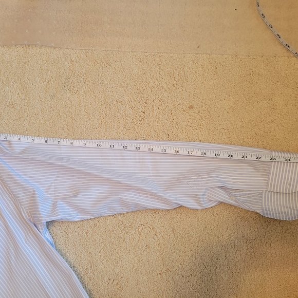 Harrods of London Mens Dress Shirt 15.5/39 Blue White striped Extra Fine Cotton - Picture 9 of 11